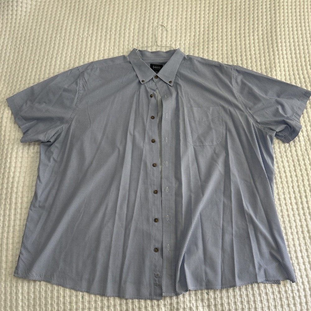 Harbor Bay Men's 3XL Blue Dot Geometric Short Sleeve Button Down Casual Shirt